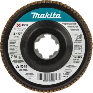 image:imageMakita T03931 XLock 412 60 Grit Type 27 Flat Blending and Finishing Flap Disc for XLock and All 78 Arbor Grinders