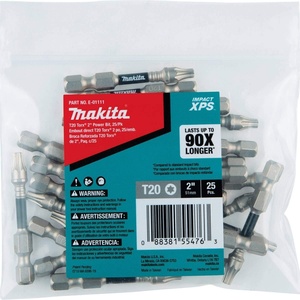 image:imageMakita E01127 Impact XPS T25 Torx 2 Power Bit 25pk Bulk25pk