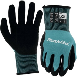image:imageMakita Unisex Fitknit T 04123 FitKnit Cut Level 1 Nitrile Coated Dipped Gloves Large X Large TealBlack Large XLarge USXLarge Pack of 1
