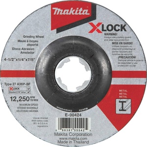 image:imageMakita E00424 XLock 412 x 14 x 78 Type 27 General Purpose 36 Grit Metal Abrasive Grinding Wheel