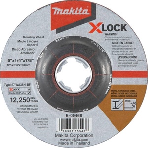image:imageMakita E00468 XLock 5 x 14 x 78 Type 27 General Purpose 36 Grit Abrasive Grinding Wheel for Metal amp Stainless Steel Grinding